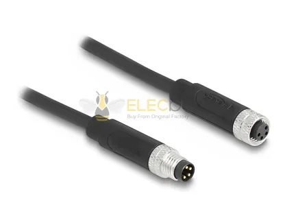 Élecbee M8 A-code 4 broches Câble mâle à femelle PUR (TPU) 1 m