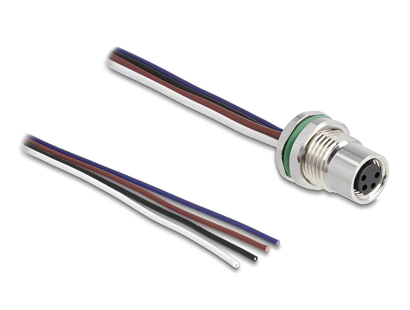 Cable de montaje de panel Elecbee M8 Ced de 4 pines hembra para panel con extremos de cable abiertos montaje frontal 0,5 m