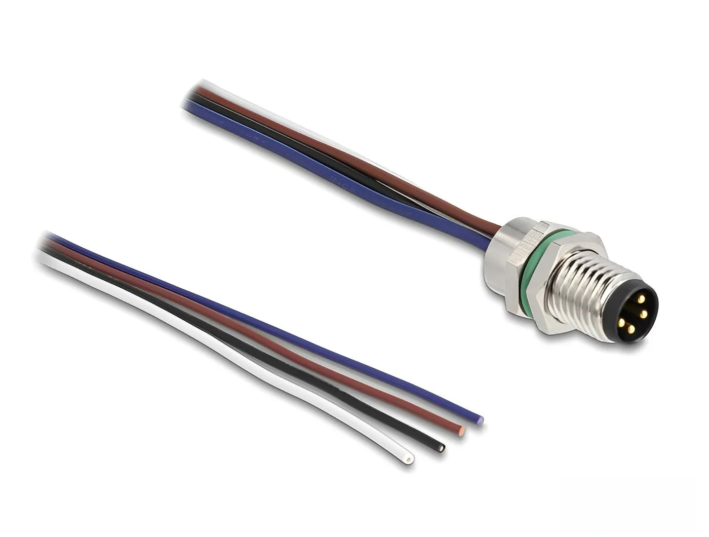 Cable de montaje de panel Elecbee M8 Ced de 4 pines masculino para panel con extremos de cable abierto montar 0.5 m