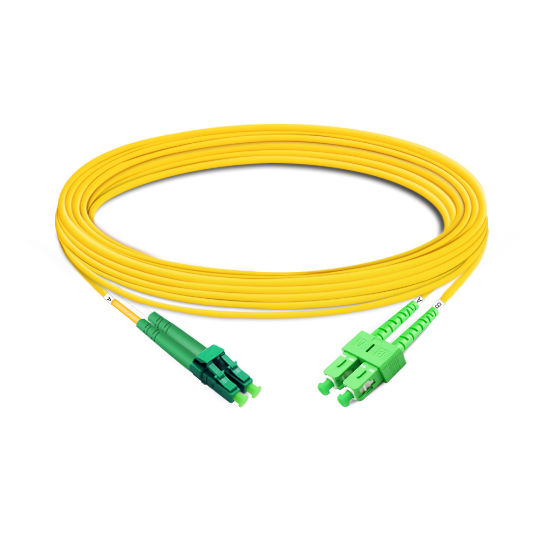 Cable de fibra óptica Elecbee de 10 m (33 pies) dúplex OS2 monomodo LC APC a SC APC PVC (OFNR)