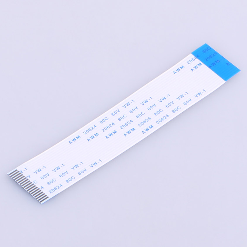 Elecbee FFC Cable 1.0mm Pitch 18 Pin 100mm Length Opposite Side 4mm Exposed Ends 8mm Stiffener Tin Plated