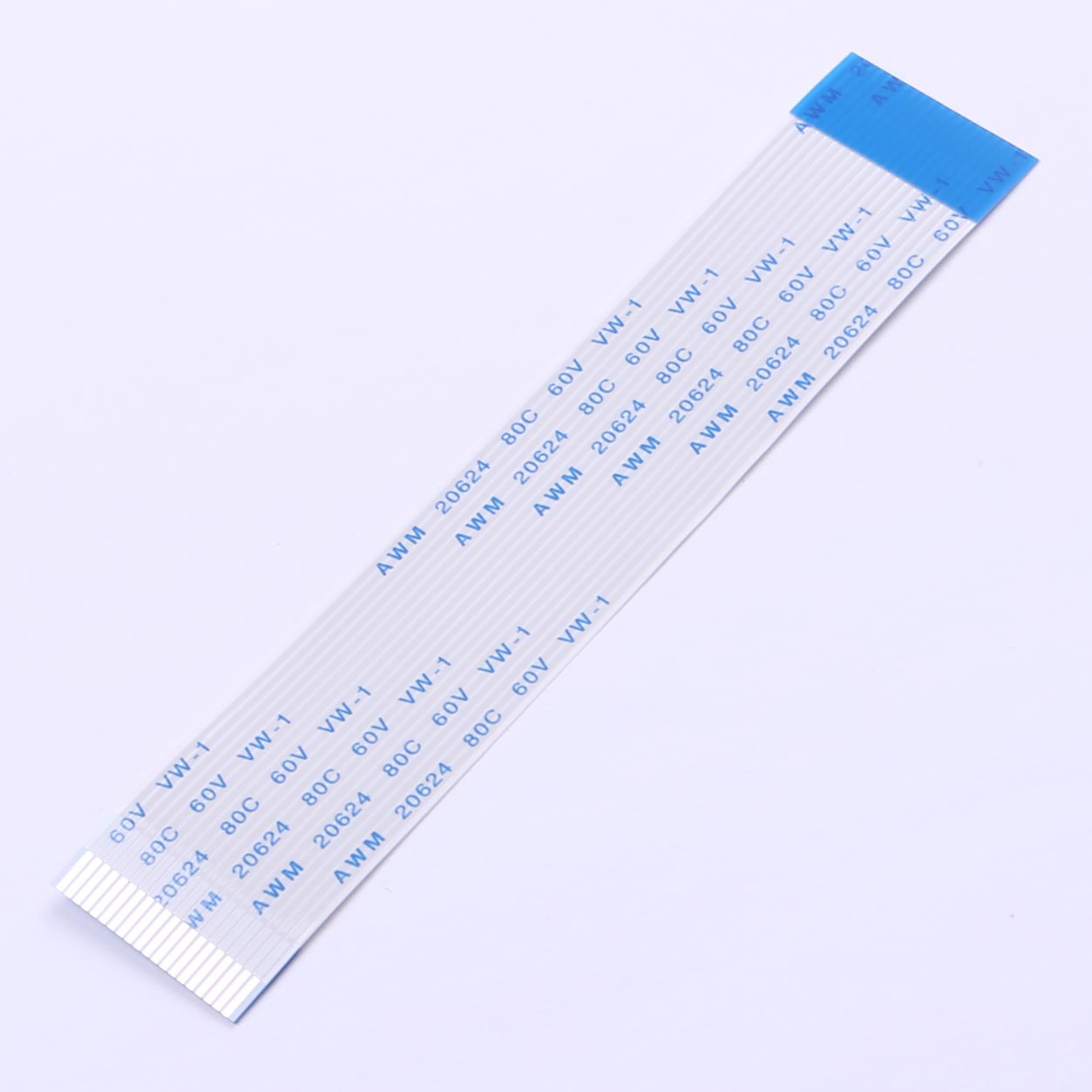 Elecbee FFC Cable 1.0mm Pitch 20 Pin 100mm Length Opposite Side 4mm Exposed Ends 8mm Stiffener Tin Plated