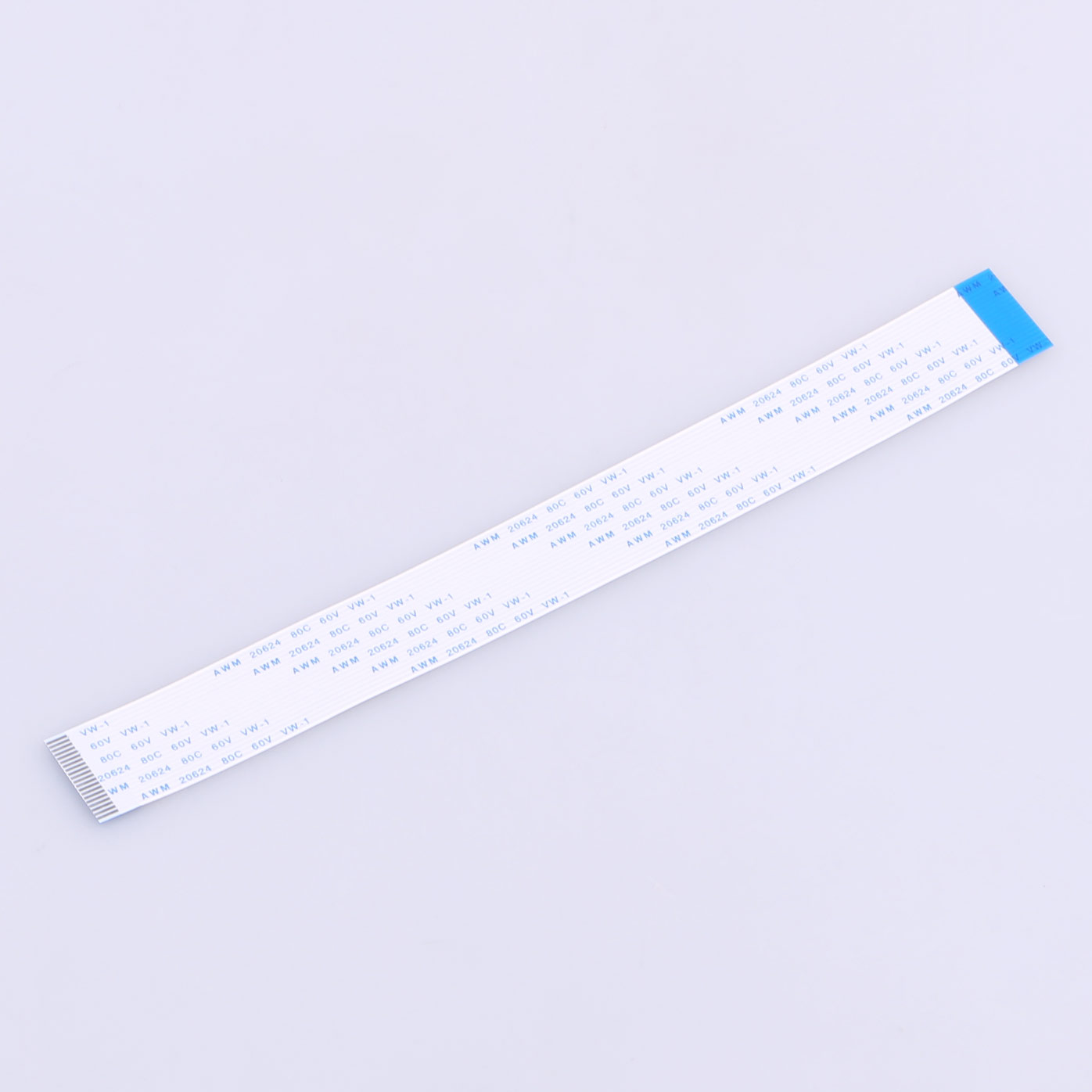 Elecbee FFC Cable 1.0mm Pitch 20 Pin 200mm Length Opposite Side 4mm Exposed Ends 8mm Stiffener Tin Plated