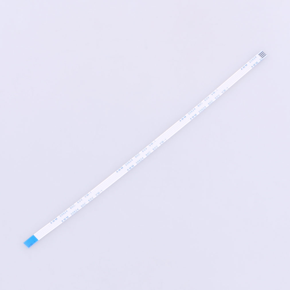 Elecbee FFC Cable 1.0mm Pitch 4 Pin 200mm Length Opposite Side 4mm Exposed Ends 8mm Stiffener Tin Plated