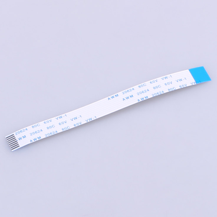 Elecbee FFC Cable 1.0mm Pitch 8 Pin 100mm Length Opposite Side 4mm Exposed Ends 8mm Stiffener Tin Plated