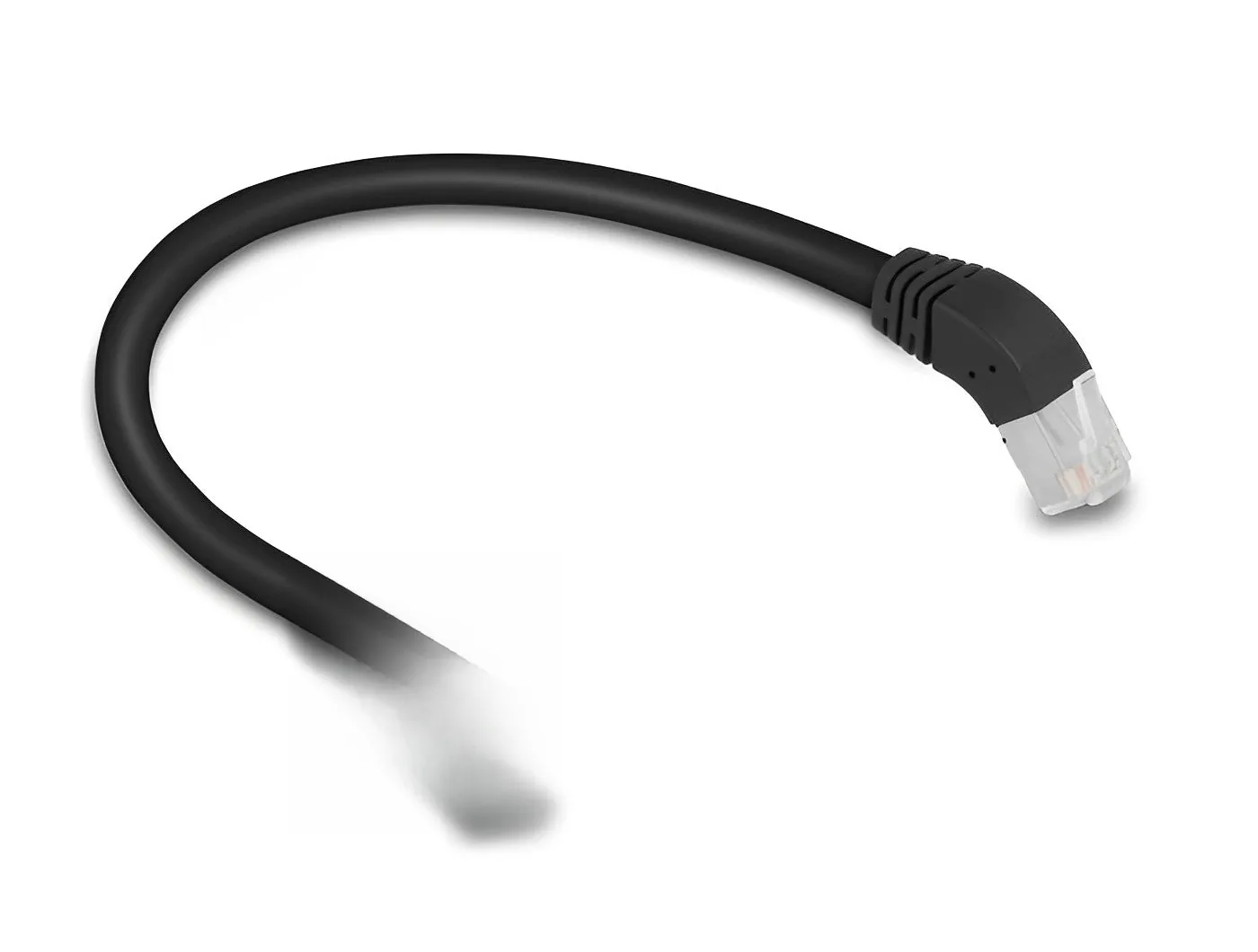Elecbee RJ45 Network Cable Cat.6A S/FTP 45° downwards angled 0.25 m black