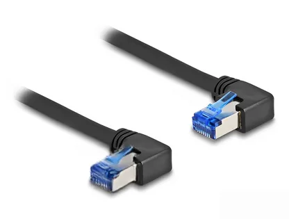 Elecbee RJ45 Network Cable Cat.6A S/FTP right angled 0.5 m black