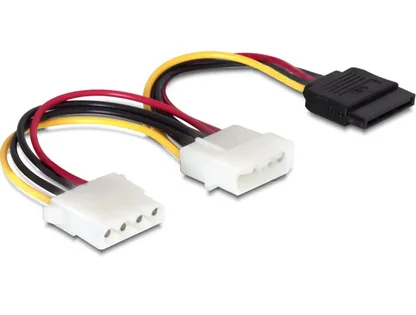 Elecbee Cable Power 4 pin male to SATA 15 pin female + 4 pin female