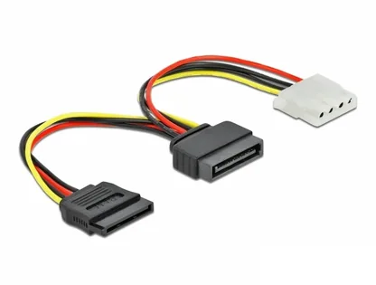 Elecbee Cable Power SATA 15 pin male to 4 pin female + SATA 15 pin female