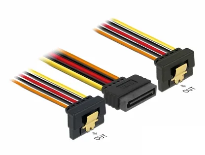 Elecbee Cable SATA 15 pin power plug with latching function > 2 x SATA 15 pin power receptacle 15 cm