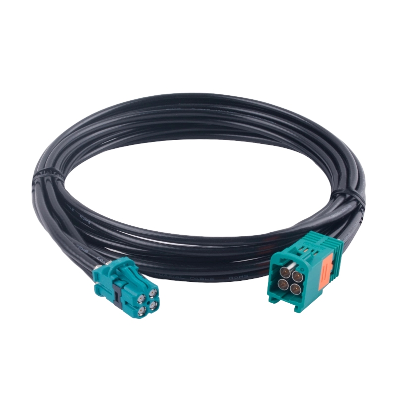 Elecbee  mini Fakra 4 in 1 Z code HFM Plug to MATE AX Jack with 100cm DACAR 302 cable High-speed data for ADAS, radar, and camera systems RF Coaxial Cable.