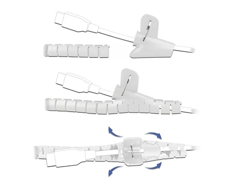 풀인 도구가 포함된 Elecbee 나선형 호스 2.5m x 15mm 흰색