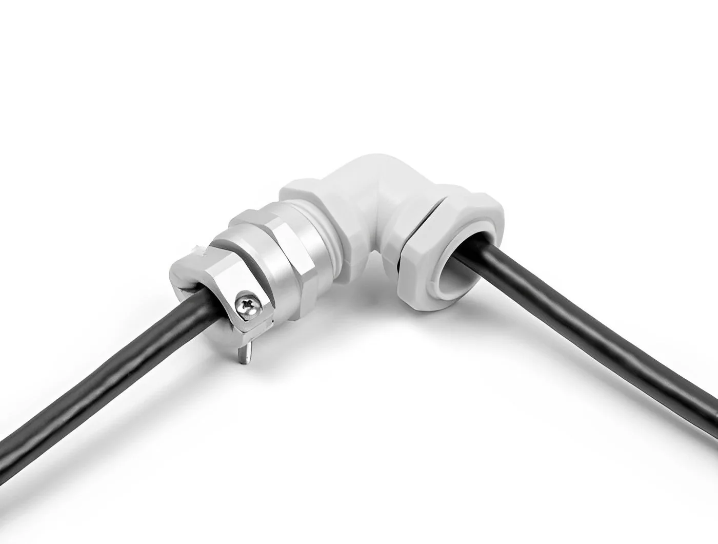 Elecbee Cable Gland with strain relief and bending protection 90° angled PG16 grey