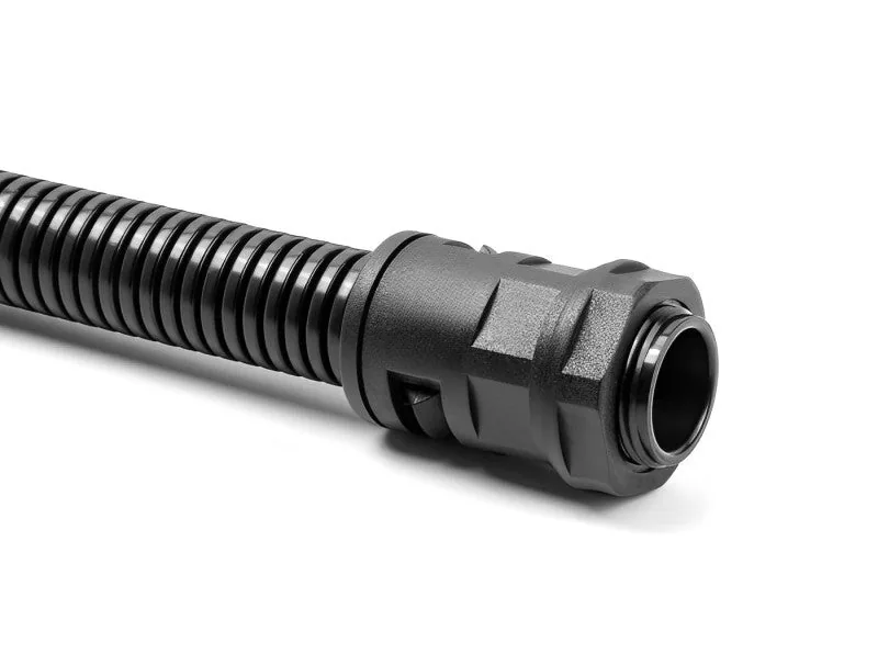 Elecbee Cable protection sleeve 2 m x 10 mm with 2 x PG7 conduit fitting set black