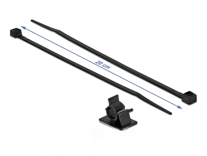 Elecbee Cable Clamp 25 x 18 mm with Cable Tie L 200 x W 3.6 mm black
