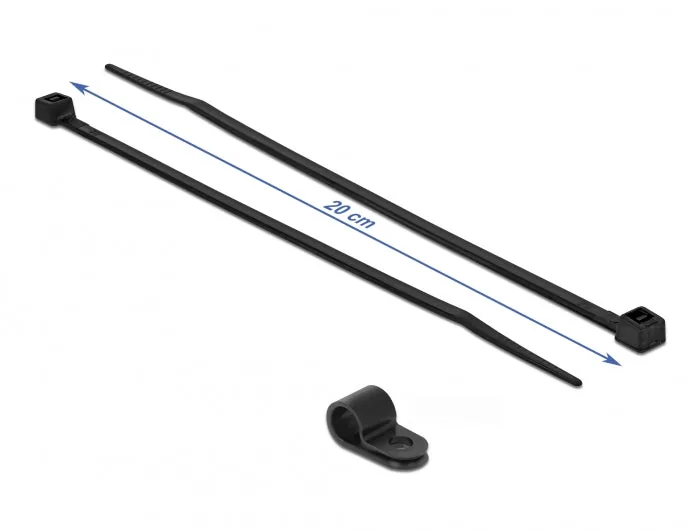 Elecbee Mounting Clamp 6.4 mm with Cable Tie L 200 x W 3.6 mm black