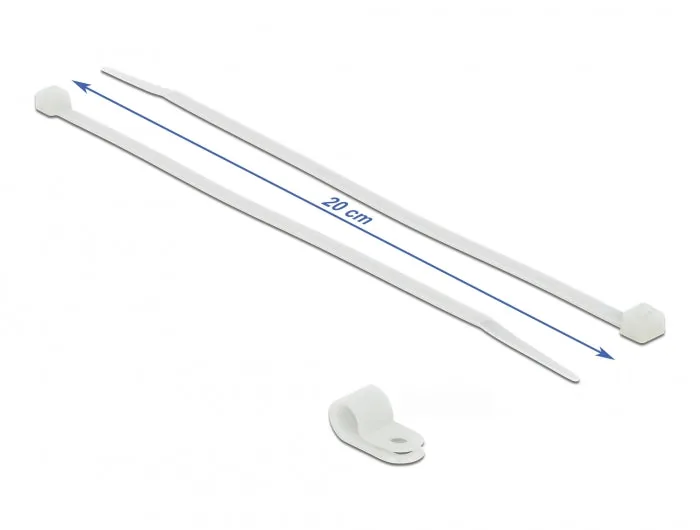 Elecbee Mounting Clamp 6.4 mm with Cable Tie L 200 x W 3.6 mm white