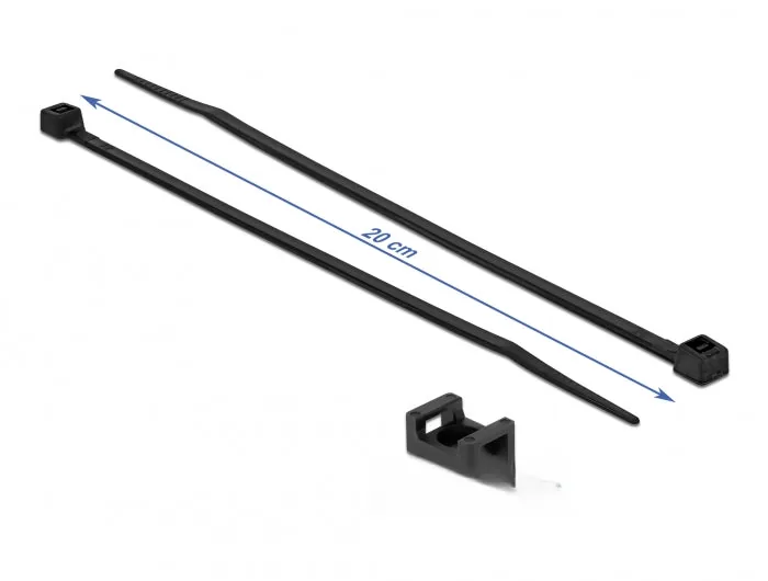 Elecbee Screw Fixing Mount 15 x 10 mm with Cable Tie L 200 x B 3.6 mm black