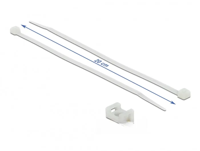 Elecbee Screw Fixing Mount 15 x 10 mm with Cable Tie L 200 x B 3.6 mm white