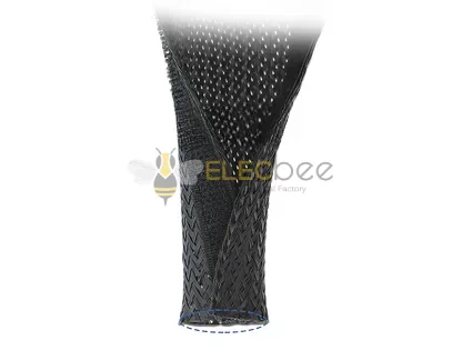Elecbee Braided Sleeving with Hook-and-Loop Fastener 2 m x 19 mm black