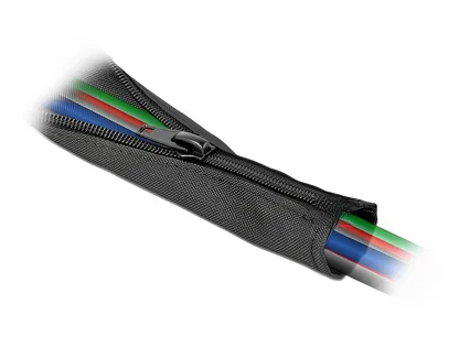 Elecbee Woven Sleeve with zip fasterner heat-resistant 1 m x 25 mm black
