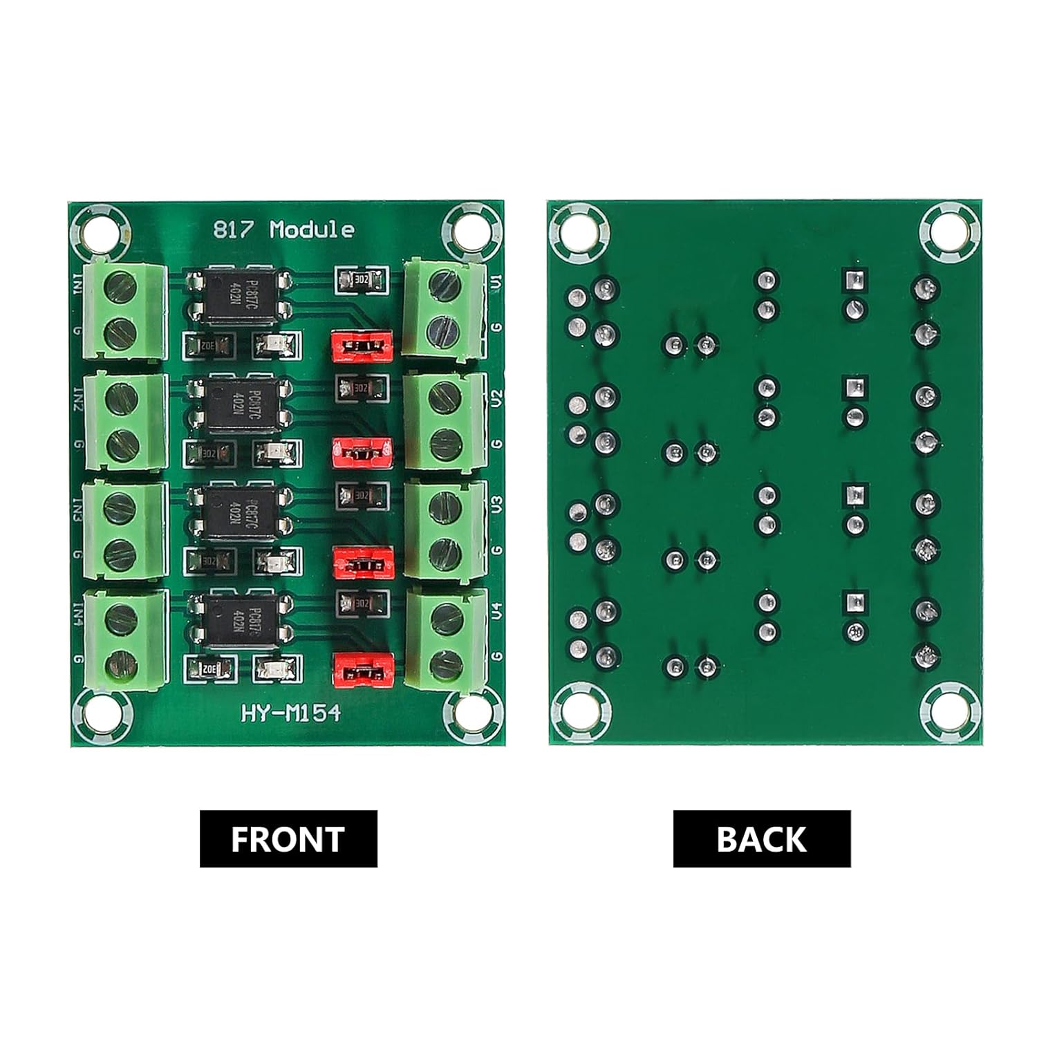 Elecbee 5pcs PC817 4-Channel Optocoupler Isolation Board Voltage Converter Adapter Module 3.6-30V Driver Photoelectric Isolated Module
