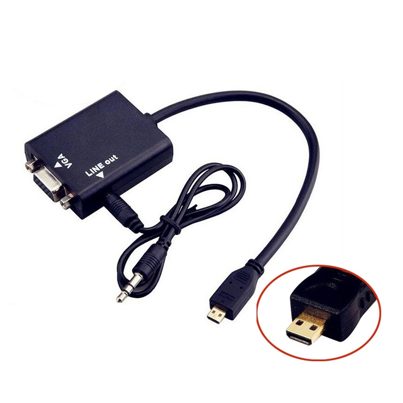 Elecbee 20pcs Micro HDMI to VGA Converter Adapter With Audio Output For Camera HDTV Computer