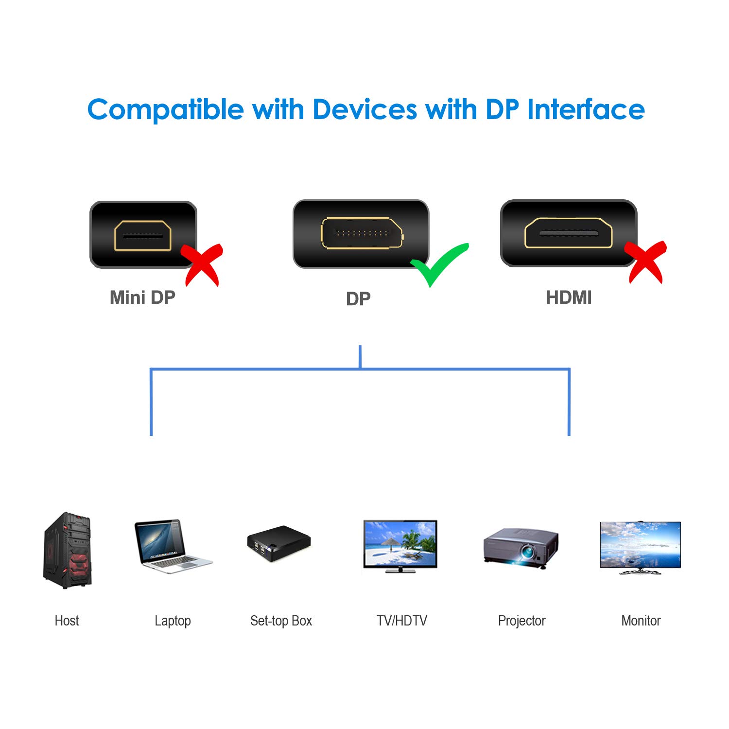 Elecbee 20pcs DisplayPort to DisplayPort 1.8 Meter Cable, DP to DP Male to Male Cable, Supports 4K@60Hz, 2K@165Hz Compatible for Lenovo, Dell, HP, ASUS and More