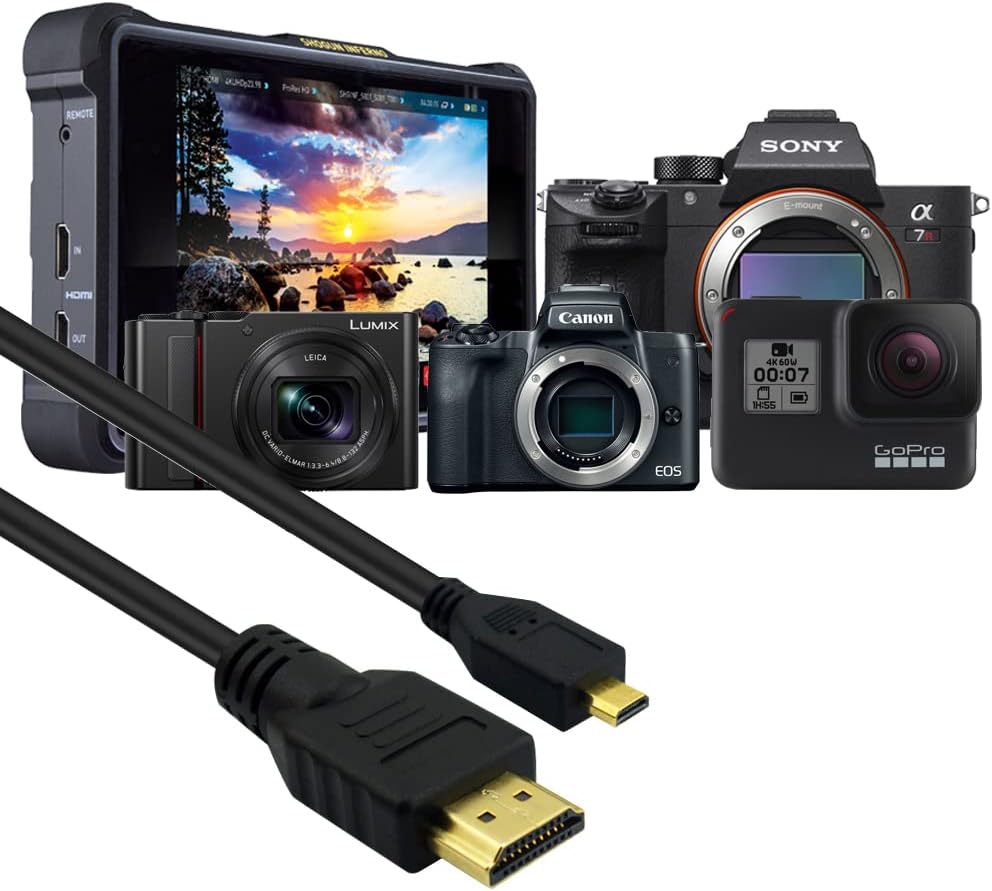 Elecbee 1M HDMI to Micro HDMI Cable for GoPro Hero, Canon EOS M50 M5 M6 M100 Panasonic LUMIX ZS200 G85 GX850 FZ80 ZS70 LX10 GX85 FZ300 G7 GX8 GX9 ZS100, Sony a6400 a6300 RX0 a9, a7 III, a7R III, a7S II 
