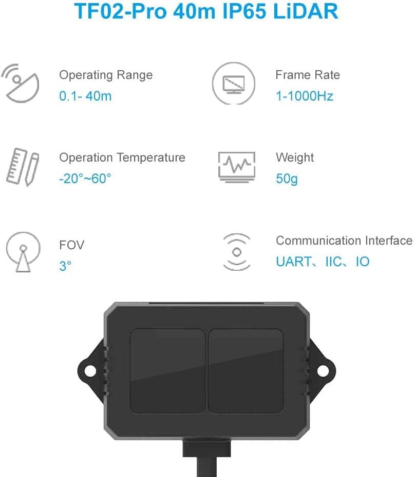Elecbee TF02 Pro 40m Time of Flight(TOF) LIDAR Sensor LED Rangefinder Single Point Ranging IP65 Pixhawk UART/I2C/IO