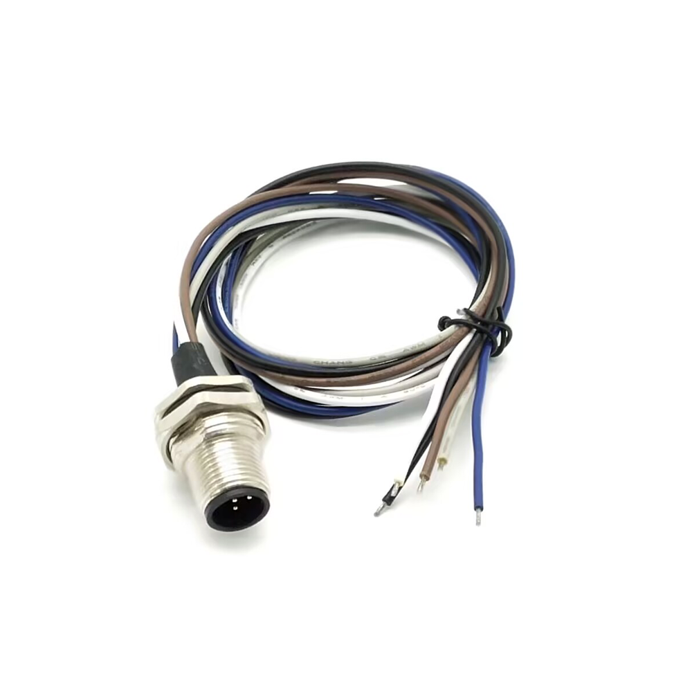 Elecbee M12 Panel Receptacles A Code Straight 5 pin  Male Non-shield connector with 0.5M cable length