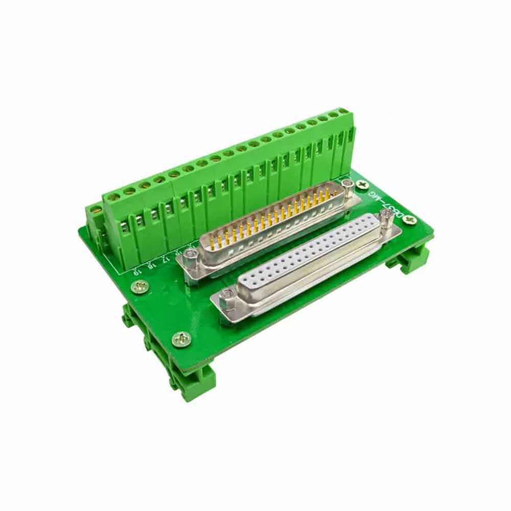 Elecbee DB37 Solderless Terminal Block DP37 Pin Male to Female Adapter Solderless Wire Module DIN Rail Module Rack Dual Terminal Block with Simple Bracket