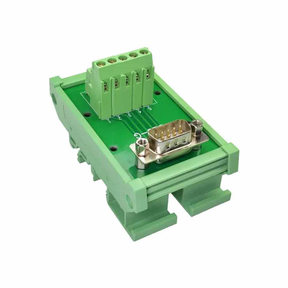 Elecbee DB9 Solderless Terminal Block PLC Industrial Automation Components Plug Male Head with Module Rack PCB Module Rack Guide Rail 9 Pin Serial Interface