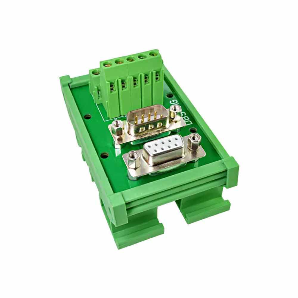Elecbee DP9 Welded Plate Male to Female Dual Head Relay Adapter Board with Solderless Terminal Block DR9 Extension Line Terminal DB9 Double Ended Terminal Block with Module Rack