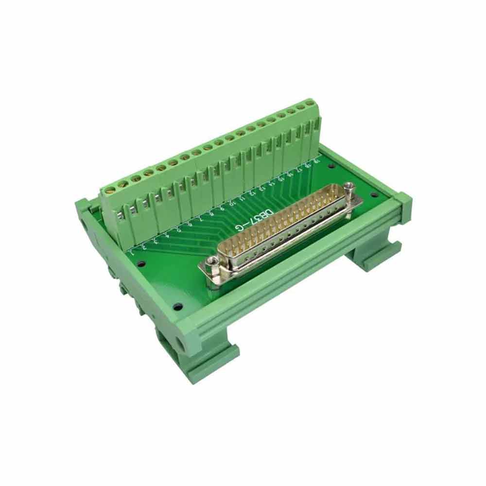 Elecbee Male Head with Module Rack for DB37P Solderless Terminal Block Relay Line Board 37P Solderless Board Automation Guide Rail Type Module Rack