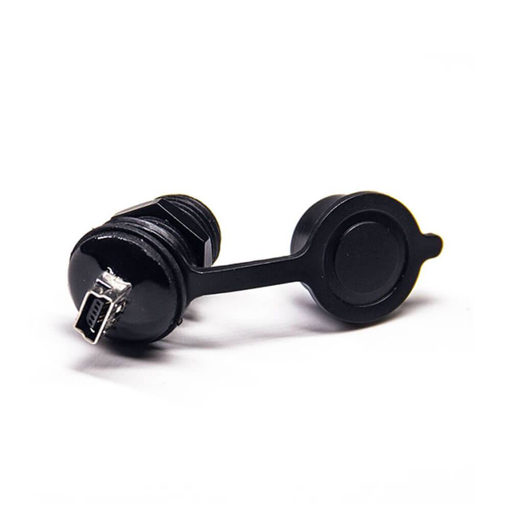 Elecbee Waterproof IP67 MiniUSB 5pin M12 screw Female to Mini USB Female Adapter