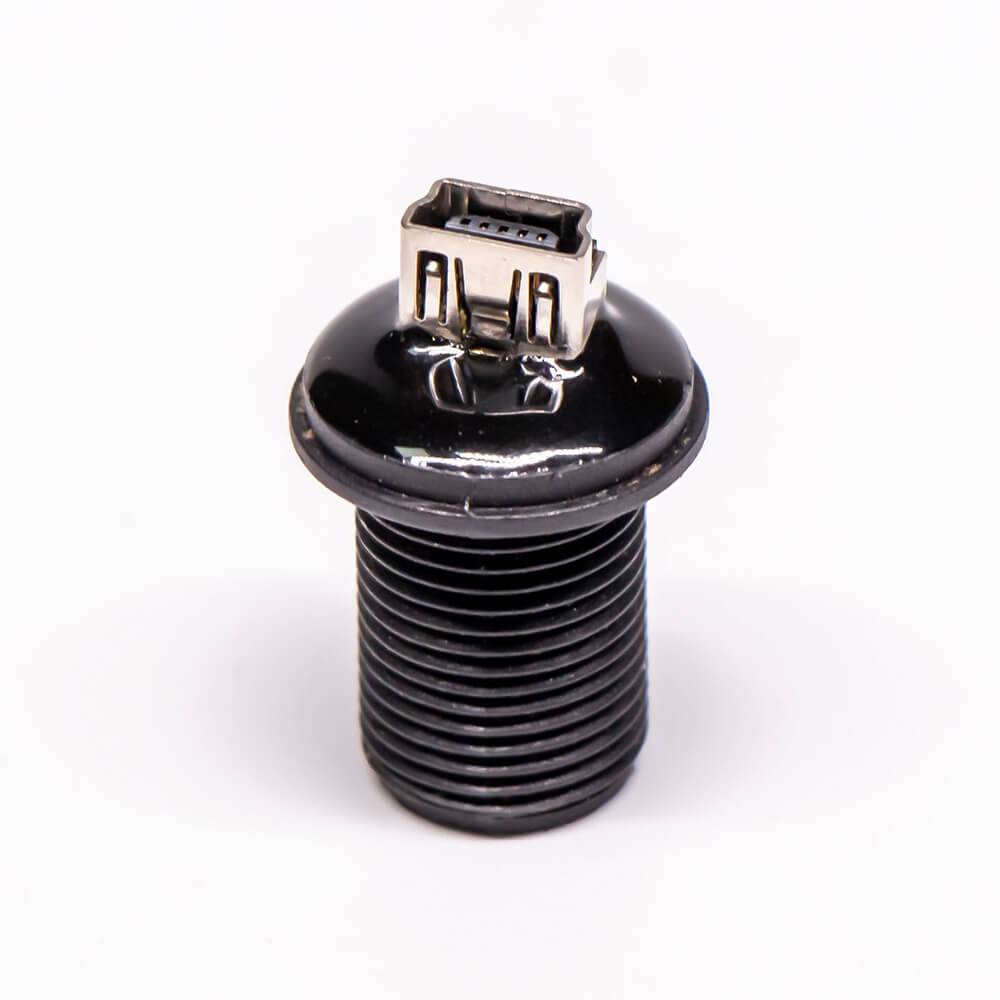 Elecbee Waterproof IP67 MiniUSB 5pin M12 screw Female to Mini USB IP67 bulkhead Female Adapter