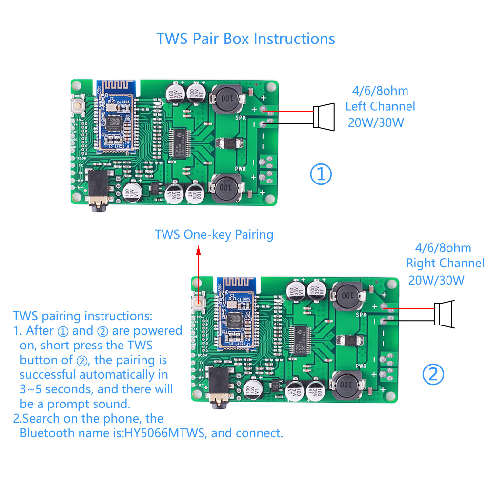DC-12V-TWS-BLE50-Mono-Bluetooth-Amplifier-Module-20W30W-BluetoothMICAUX-Audio-Input-Support-Change-N-1744683