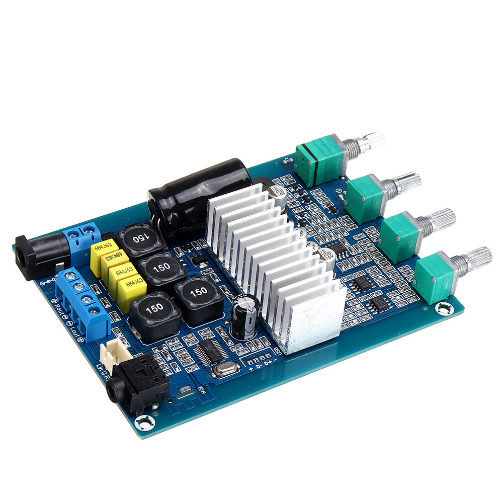 Elecbee TPA3116D2 2.0 Channel Bluetooth 4.2 Digital Amplifier Board with 3-Band Tuning High Power DC12-24V for Home Audio &amp; DIY Projects
