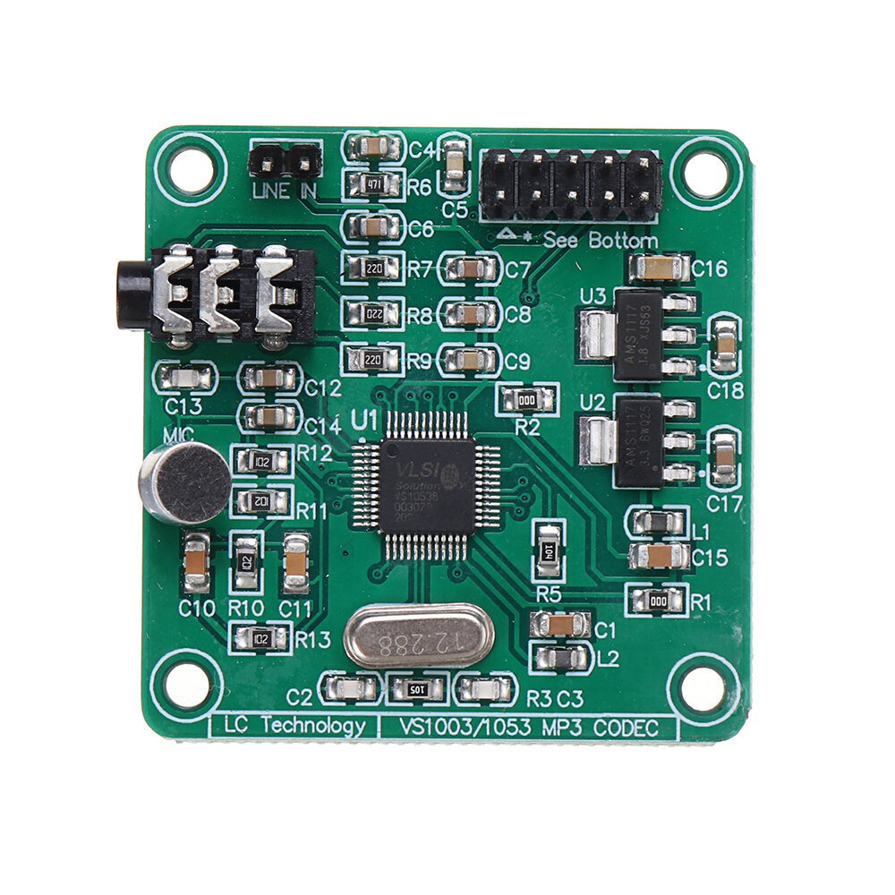 Elecbee VS1053 Audio MP3 Player Module Audio Decoder Board Development Board Onboard Recording Function with Amplifier SPI