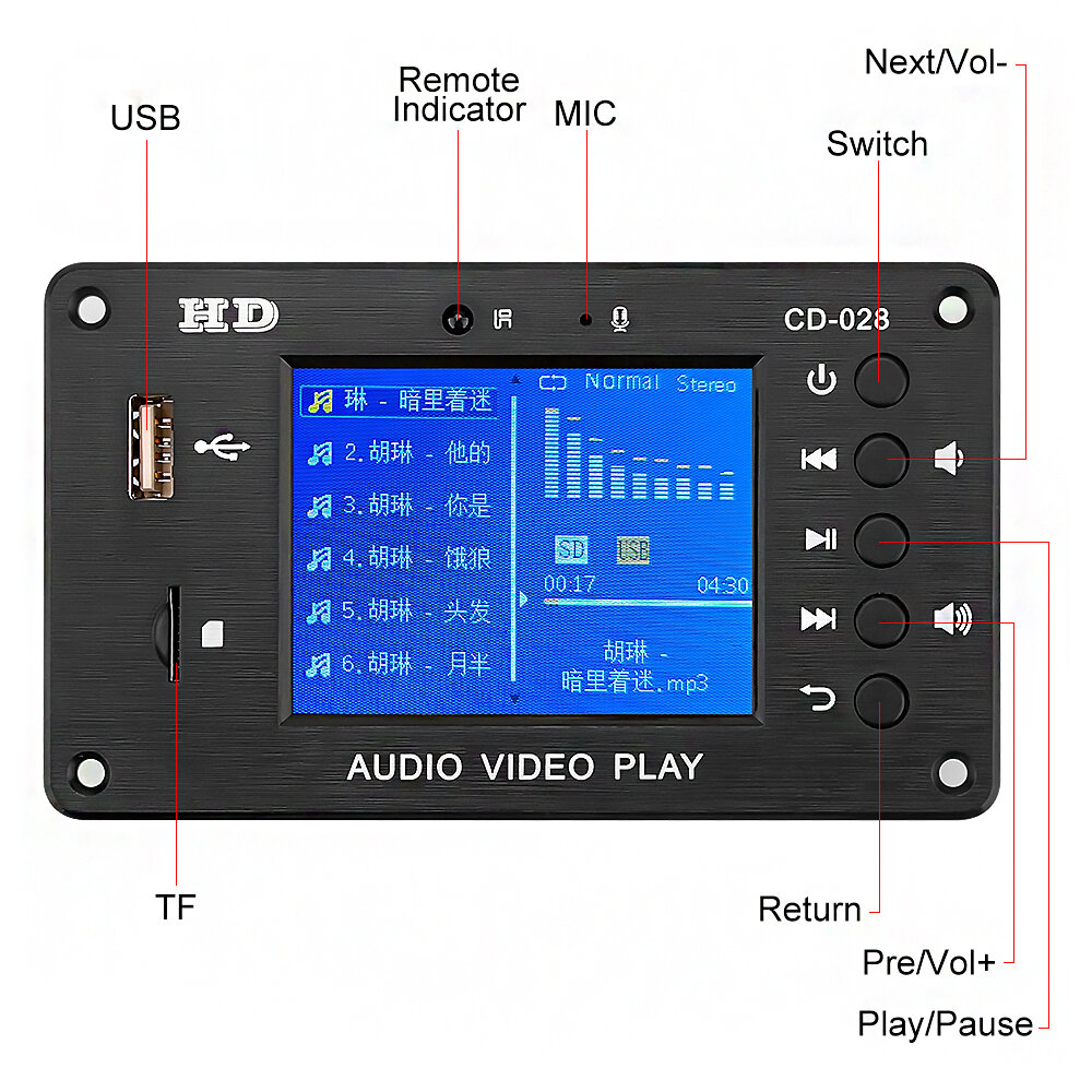 Elecbee bluetooth 5.0 MP3 Audio Decoder Music Player USB TF FM Radio DH Digital Decoding Module DIY Sound Home Speaker Amplifier
