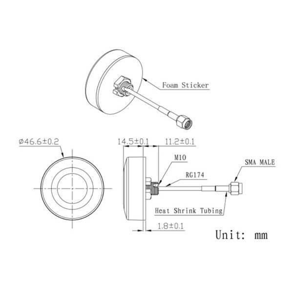Elecbee GPS Antenna Screw Mounting SMA Male Connector,3M,RG174