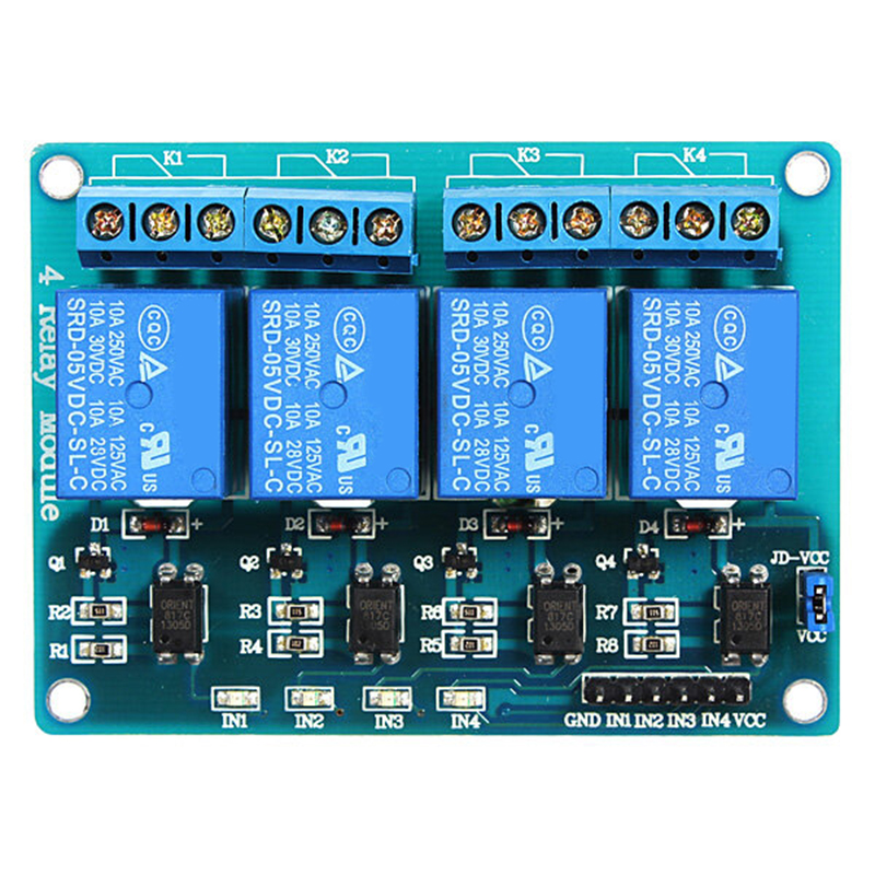 Elecbee 2pcs 5V 4 Channel Relay Module For PIC ARM DSP AVR MSP430 Blue Geekcreit for Arduino - Products that work with official for Arduino boards