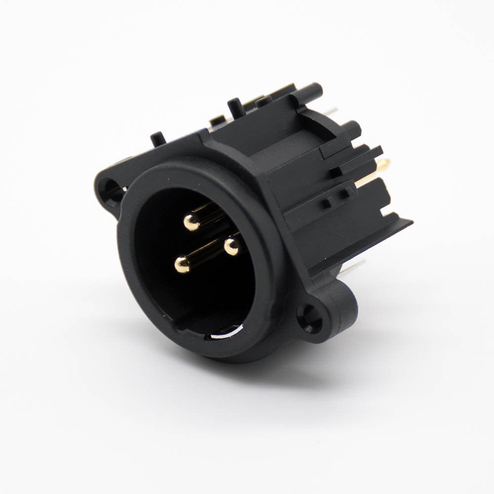 Elecbee 3pin Gold Plating Black Housing XLR Male Socket Straight