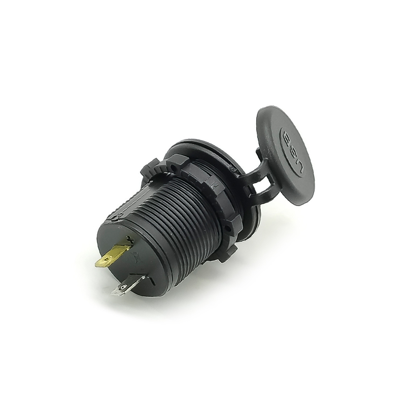 Elecbee USB Car Charger Dual Port Round Socket Through Hole 4.2A With Dust Cover
