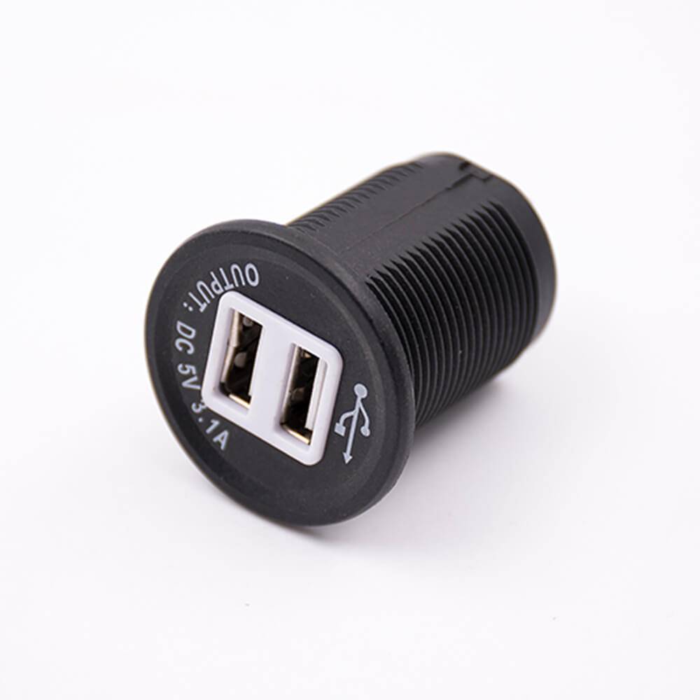 Elecbee USB Charger Car Battery 5V 3.1A Dual Port Through Hole Socket