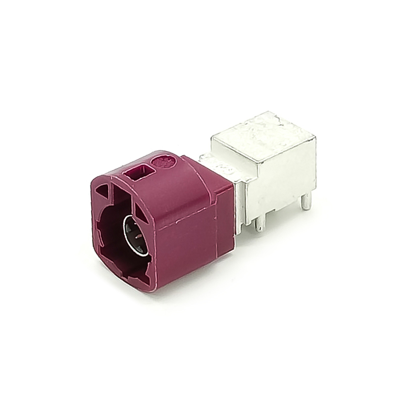 Elecbee HSD 4 Pin Right Angle Vehicle Connector D Coding Male Claret Violet GSM Signal Panel Mount
