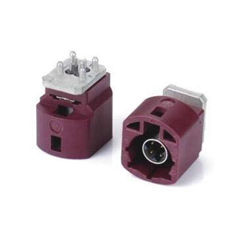 Elecbee HSD 4 Pin D Coding Straight Vehicle Connector Male Claret Violet GSM Signal PCB