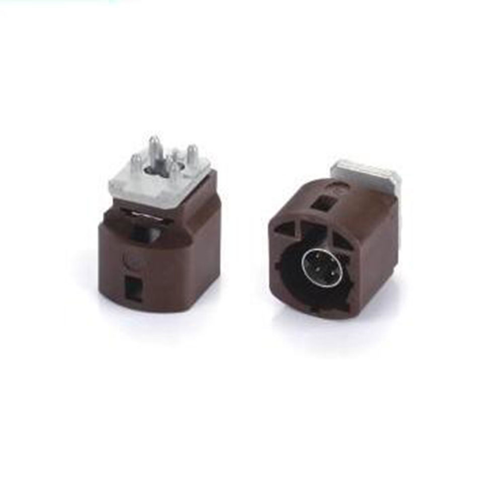 Elecbee HSD 4 Pin F Coding Straight Vehicle Connector Male Brown TV Signal for PCB Board