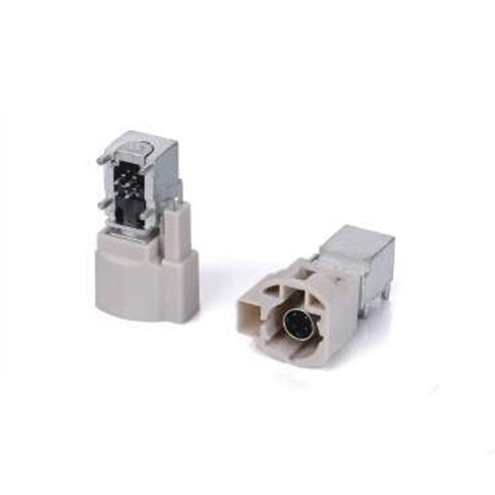 Elecbee HSD 4+2Pin B Code Right Angle Vehicle Connector Male White Radio PCB Phantom Supply